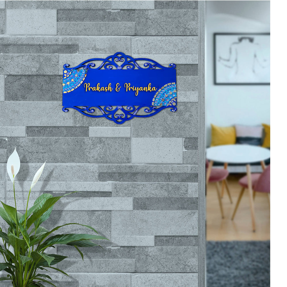 Hand Painted Mandala Personalised Cutwork Name Plate 1 - Mounted on Wall with Personalization