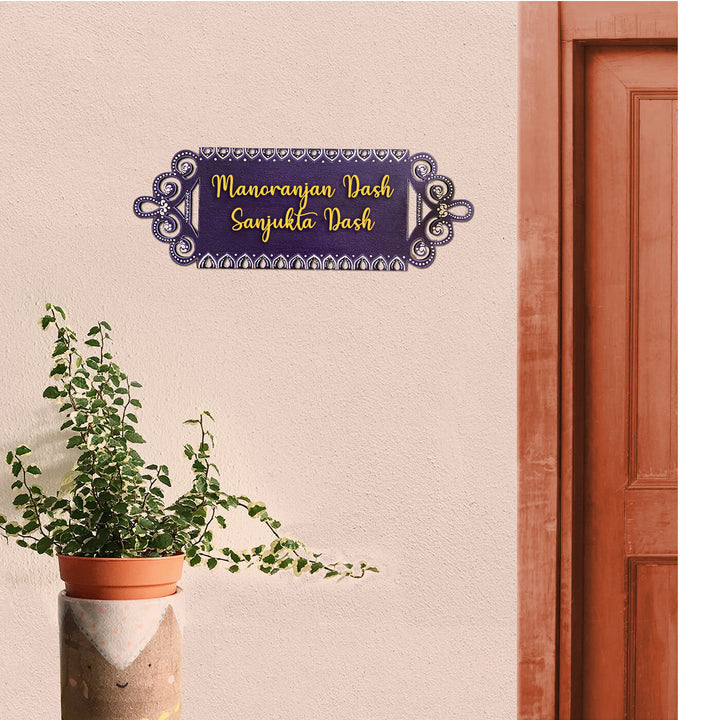 Hand Painted Mandala Personalised Cut Out Name Plate - Mounted on Entryway Wall