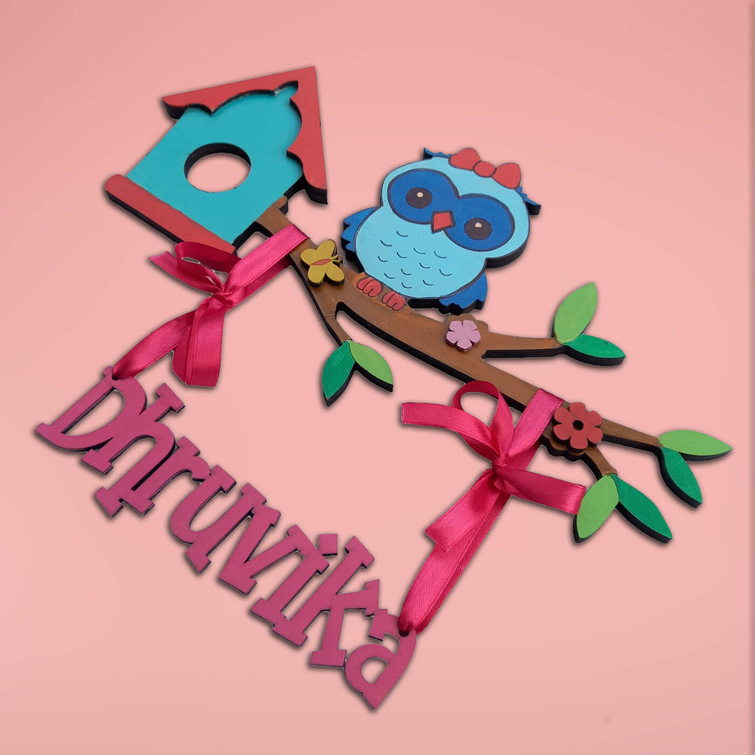 Cute Owl Kids Name Plate - Name Personalization with Decorative Elements