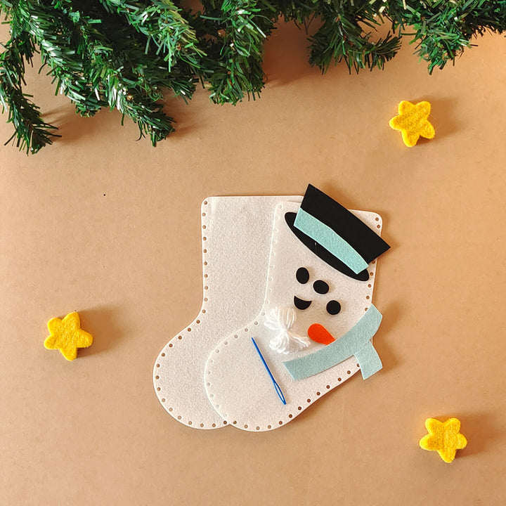 Handmade Snowman Stocking Felt Diy Kit For Christmas Decoration
