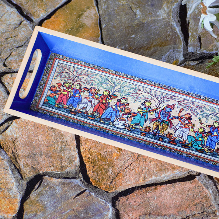 Ethnic Decoupage Holi Pattachitra MDF Tray - Narrow