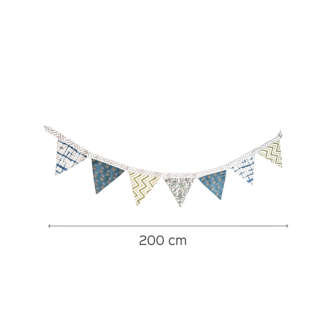 Upcycled Block Printed Cloth Bunting - Length Measurement Display