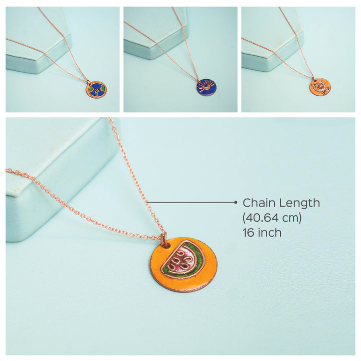 Handmade Copper Enamelled Nimbuzz Necklace and Earrings