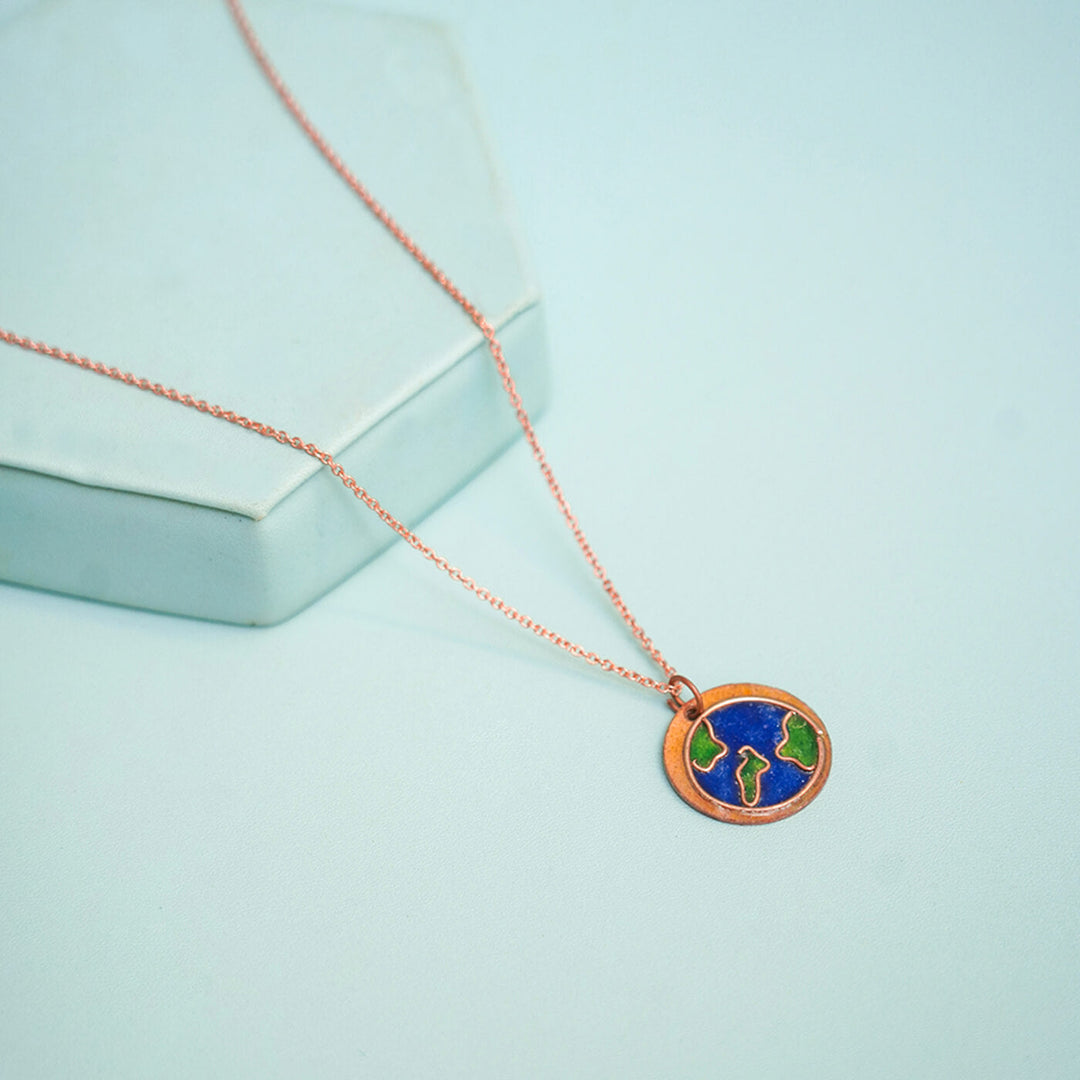 Handmade Copper Enamelled Earthy Earrings and Necklace