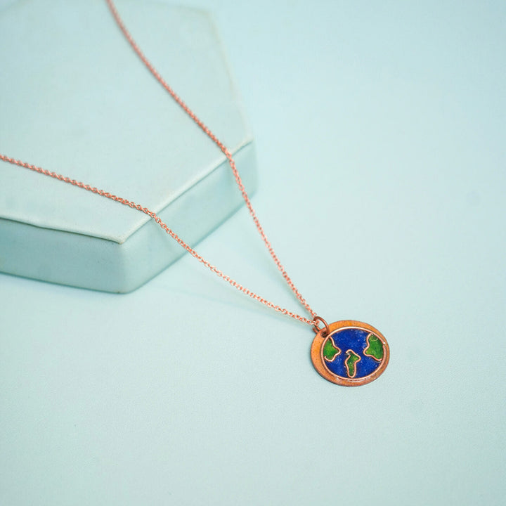 Handmade Copper Enamelled Earthy Earrings and Necklace