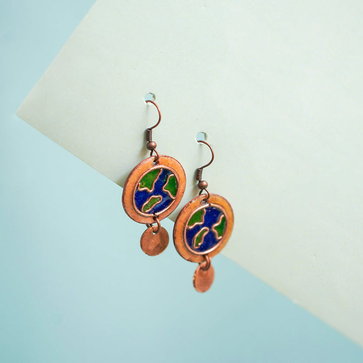 Handmade Copper Enamelled Earthy Necklace and Earrings