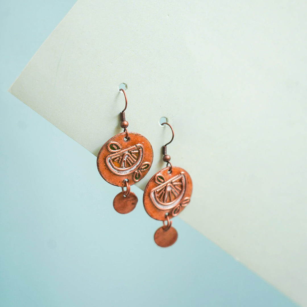 Handmade Copper Enamelled Nimbuzz Necklace and Earrings