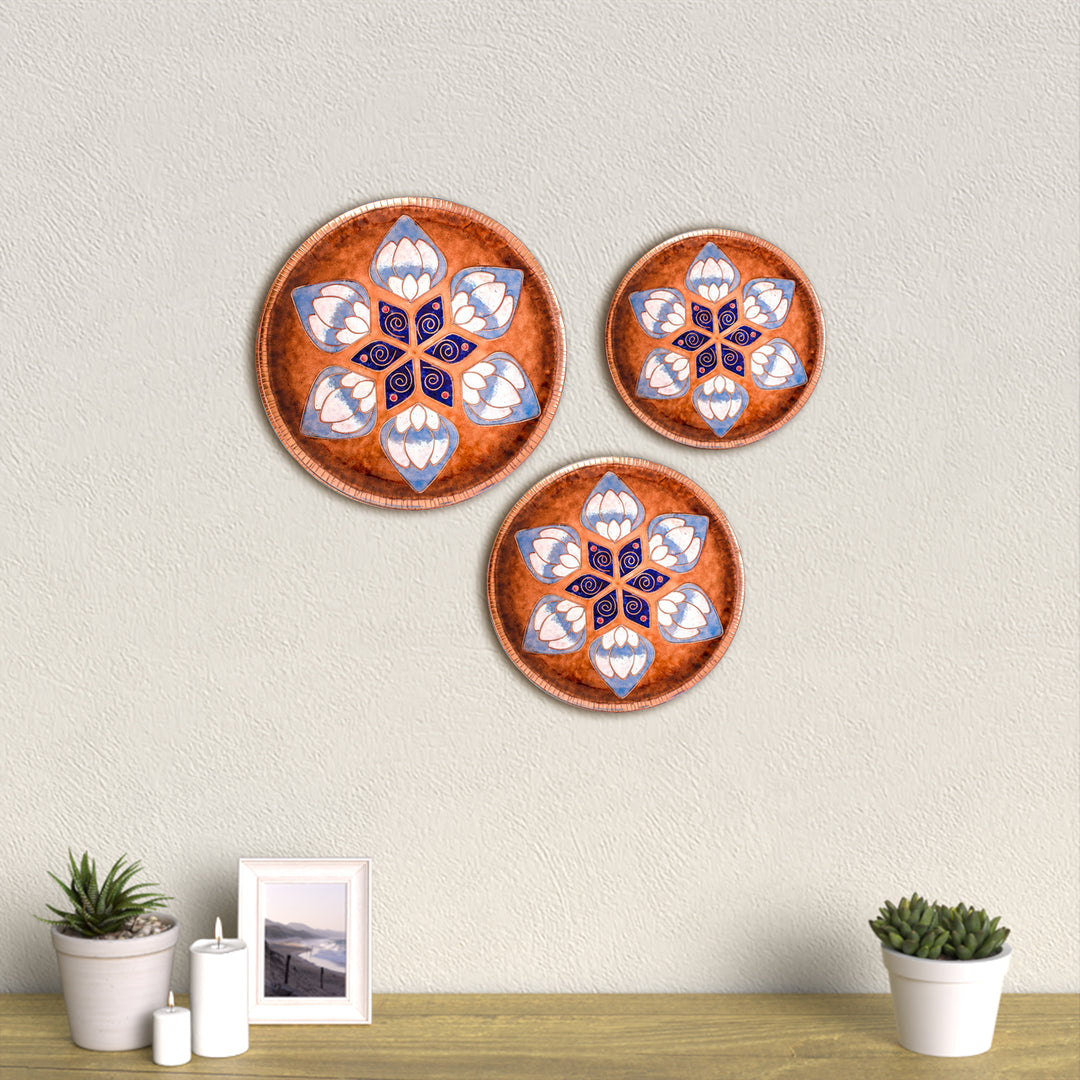 Copper Enamel Wall Plate - Brown Lotus in the Petal