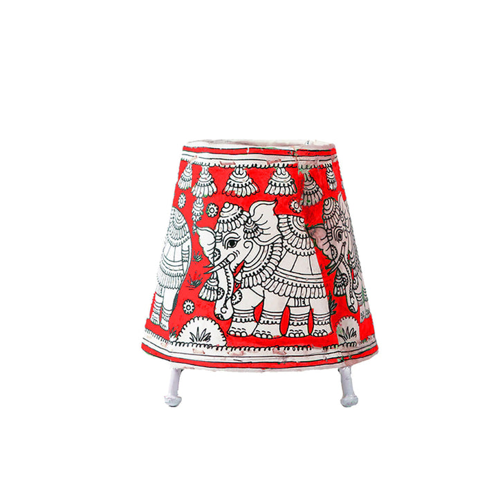 6 inch | Elephant Hand Painted Tholu Bommalata Mini Lamp