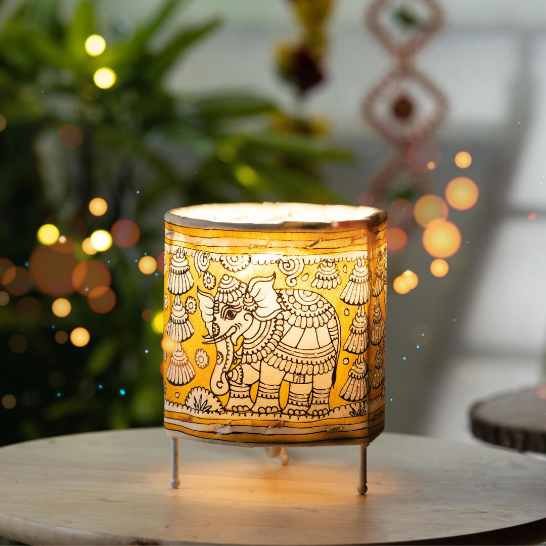 5 inch | Hand Painted Tholu Bommalata Small Tabletop Lamp