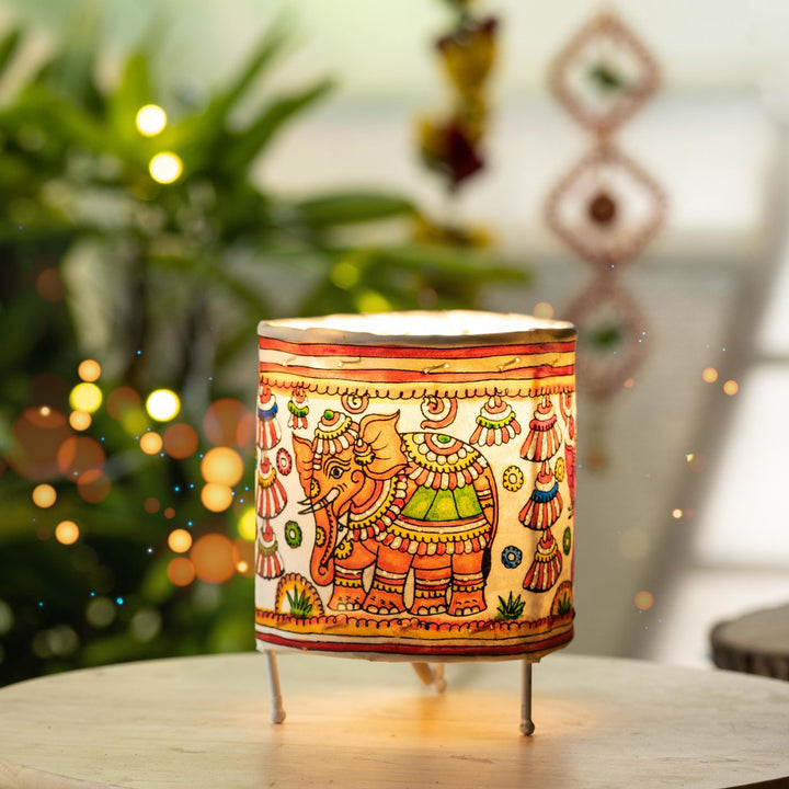 5 inch | Hand Painted Tholu Bommalata Small Tabletop Lamp