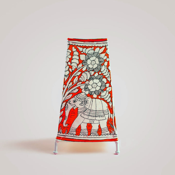 9 inch | Elephants Hand Painted Tholu Bommalata Medium Tabletop Lamp