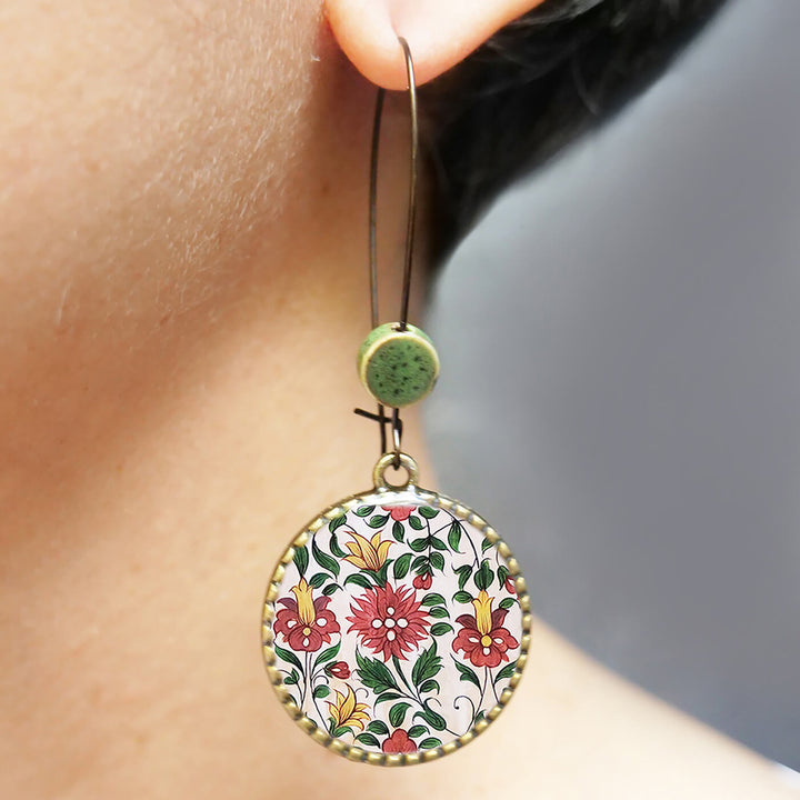 Hoop Earrings with Ceramic Bead - Karauli Palace