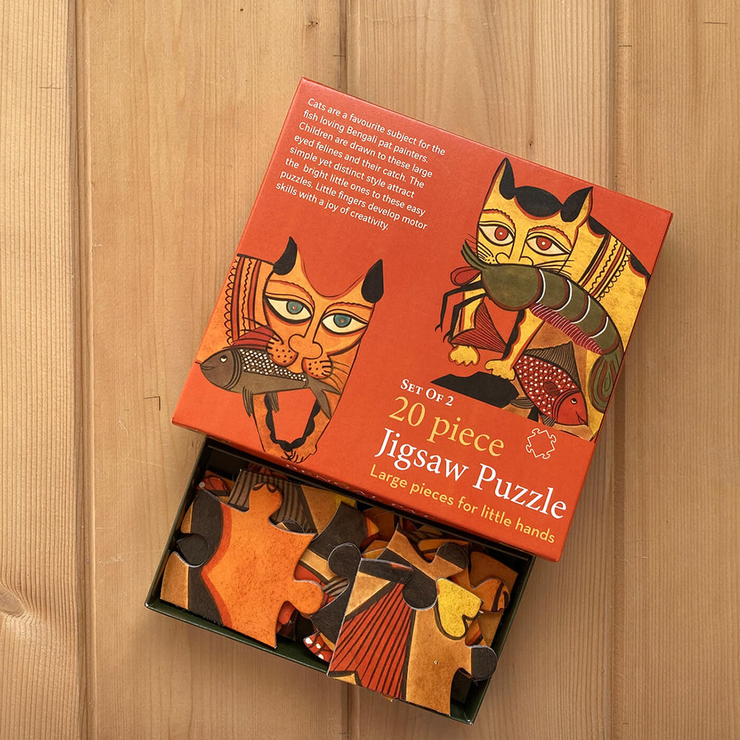 Kalighat Phat Cats - 20 Piece Jigsaw Puzzle - Set of 2