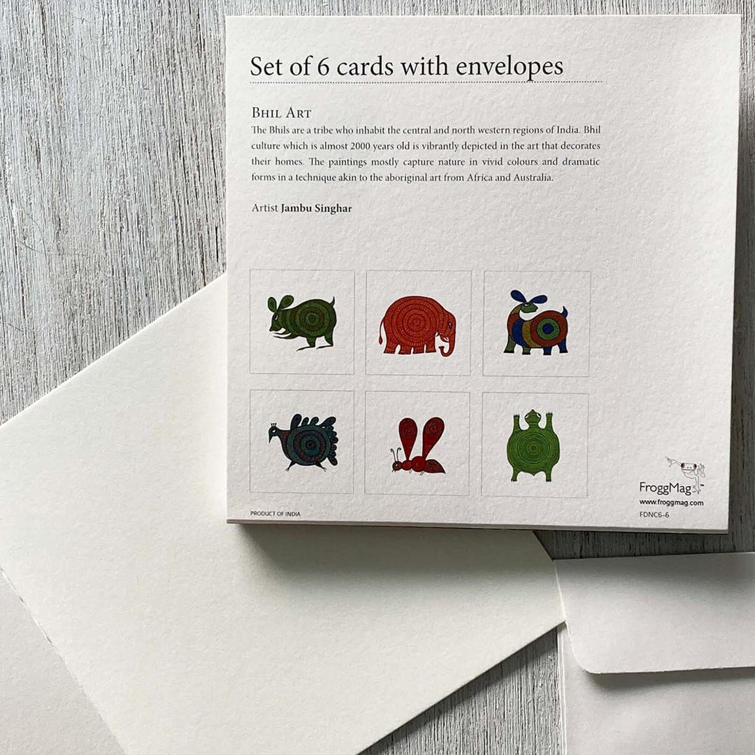 Indian Art Inspired Notecards & Envelopes - Bhil Print - Set of 6