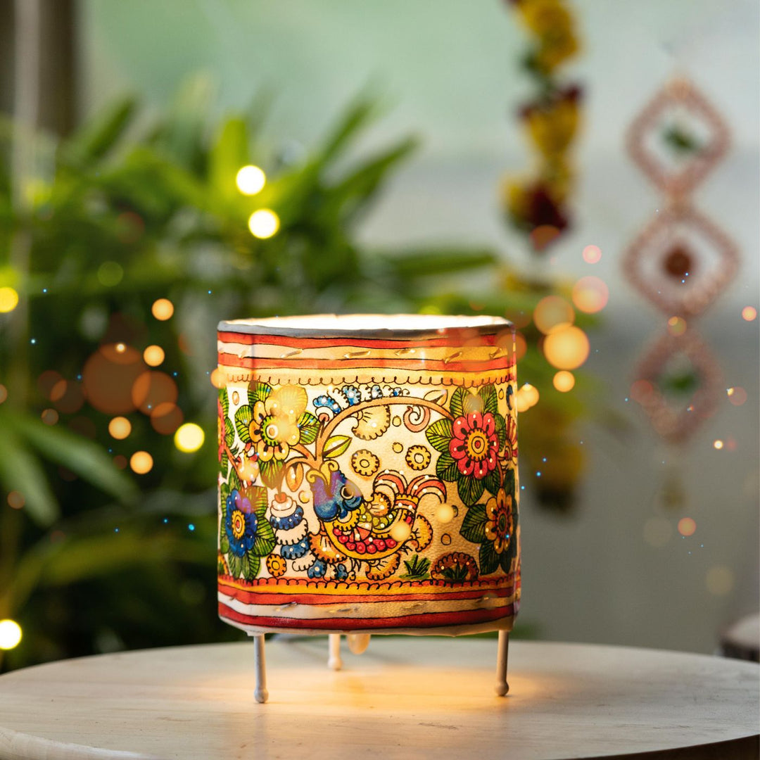 5 inch | Hand Painted Tholu Bommalata Small Tabletop Lamp