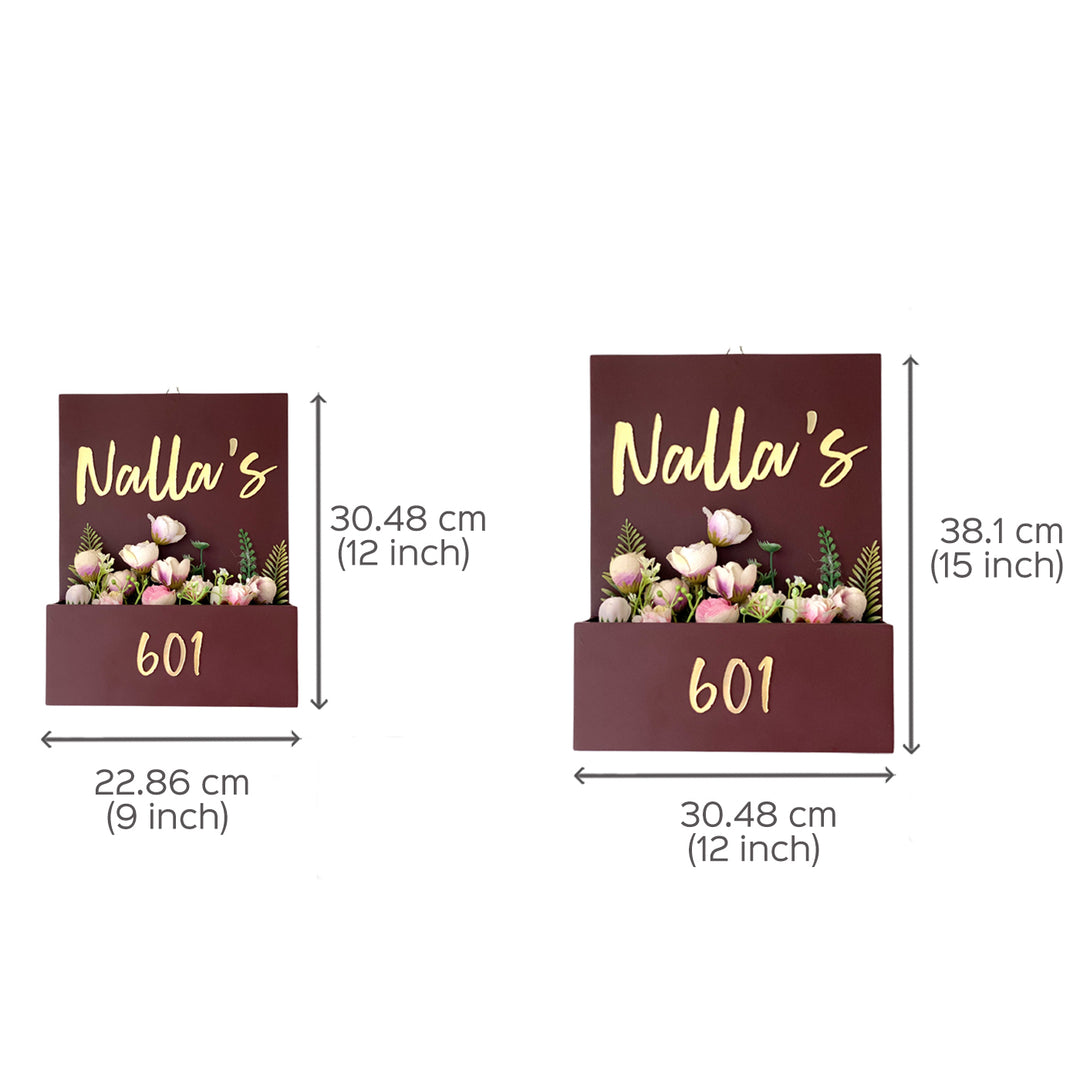 Personalised Mdf Flower Planter Name Plate 1 - Dimension Chart Showing Two Sizes