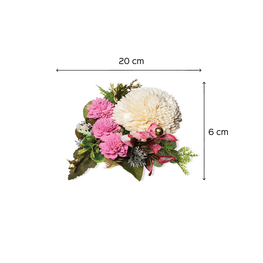 Pink Cake Topper with Sola Wood Floral Arrangement