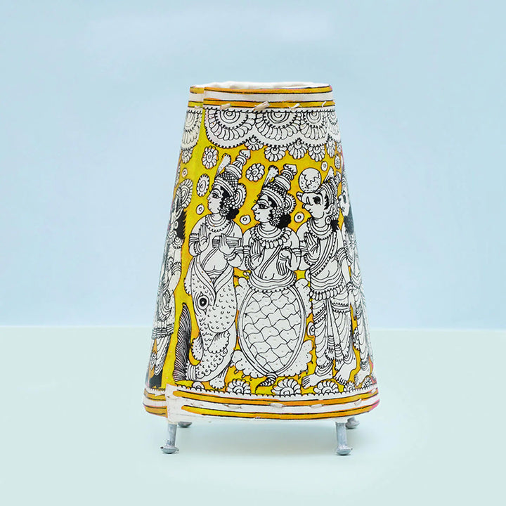 9 inch | Hand Painted Tholu Bommalata Small Tabletop Lamp