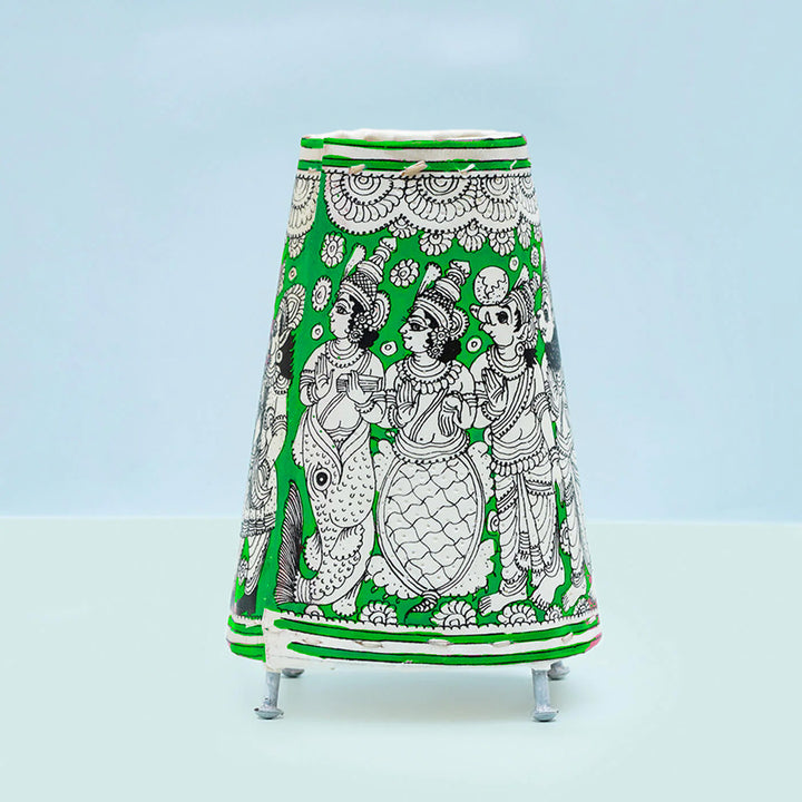 9 inch | Hand Painted Tholu Bommalata Small Tabletop Lamp