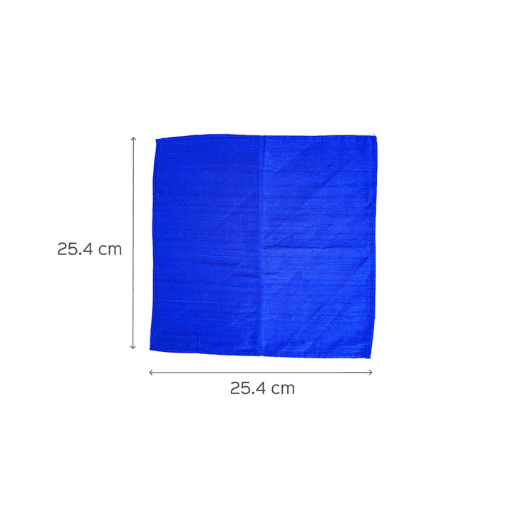 Raw Silk Pocket Squares in Blue Striped Ikat & Solid Magenta - Set of 2