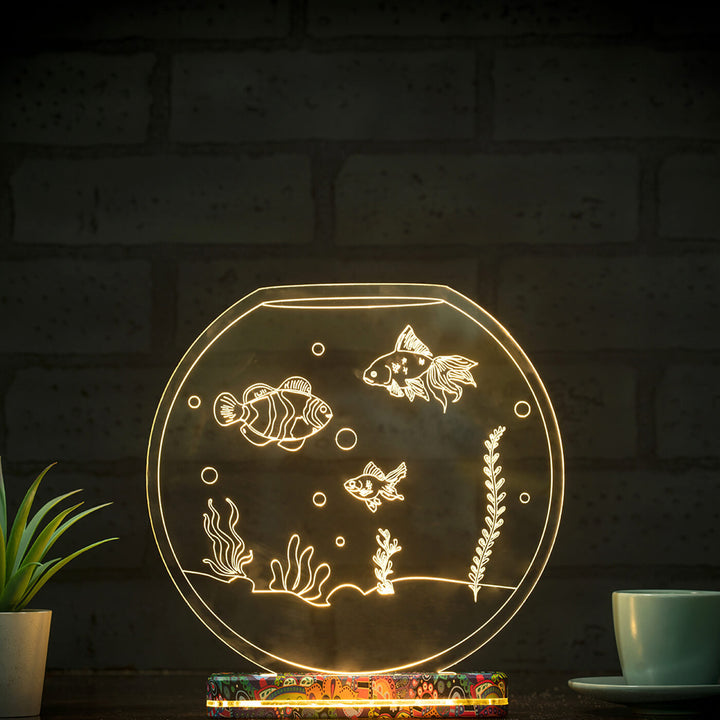 3D Illusion Rechargeable Fish Tank LED Lamp