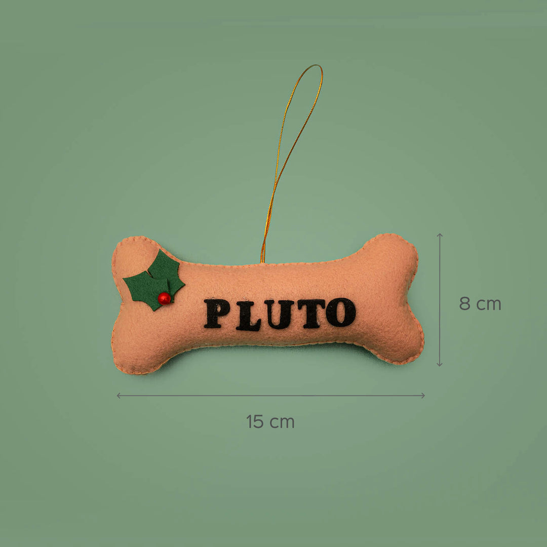 Handmade Personalized Puppy & Bone Felt Ornaments For Christmas Tree Decoration | Set Of 2