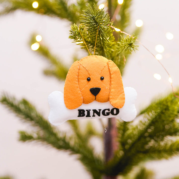Handmade Personalized Puppy Felt Ornament For Christmas Tree Decoration