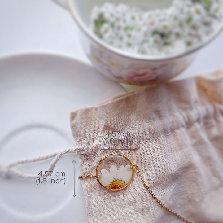 Daisy Preserved Flower Bracelet - White Daisy