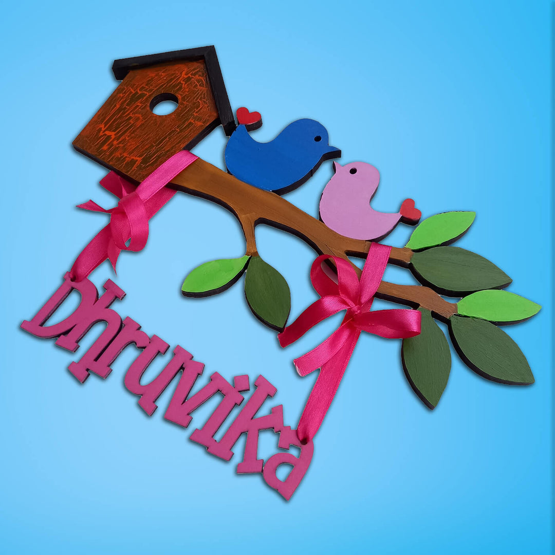Little Birdie Kids Name Plate - Personalized Name Hanging Display