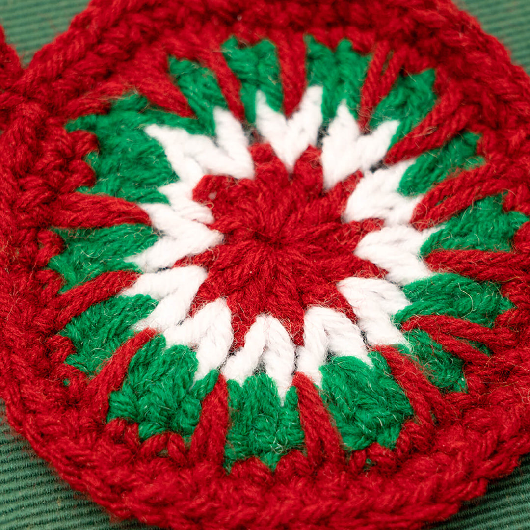 Handmade Round Snowflake Crochet Ornaments For Christmas Tree Decoration | Set Of 2