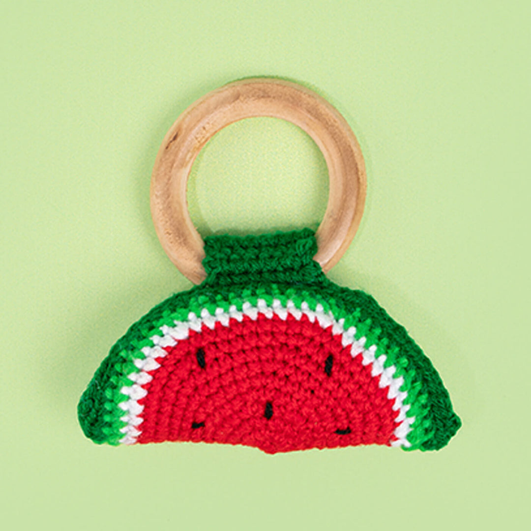 Handmade Crochet Watermelon Rattle cum Teether