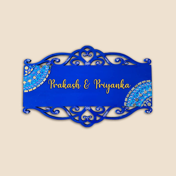 Hand Painted Mandala Personalised Cutwork Name Plate 1 - Name Personalization Example Front View