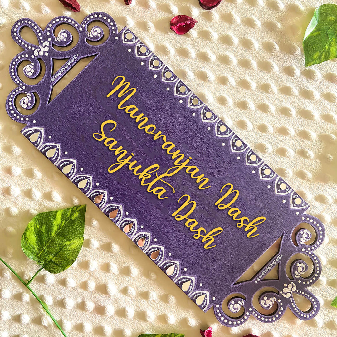Hand Painted Mandala Personalised Cut Out Name Plate - Name Personalization Example Front View