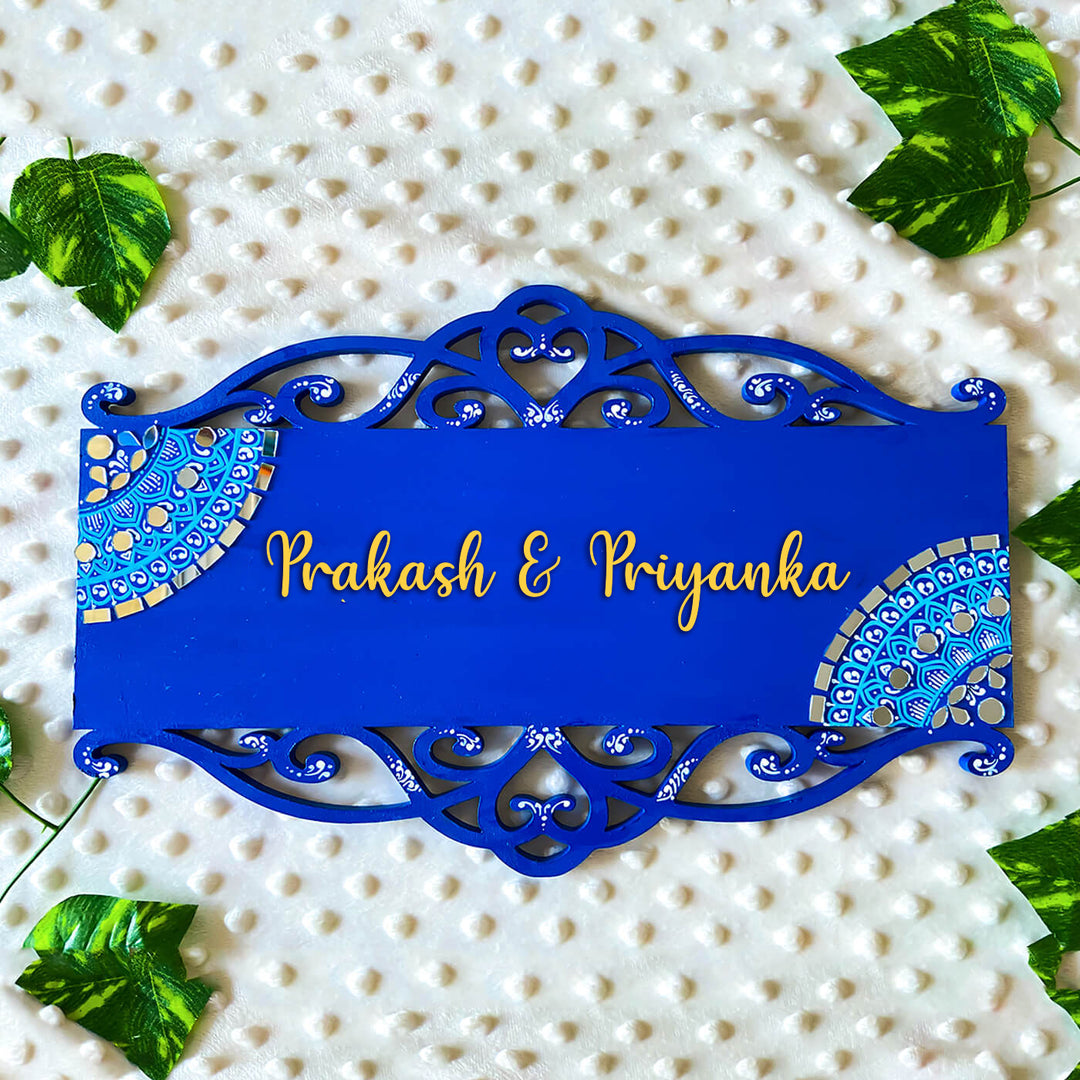 Hand Painted Mandala Personalised Cutwork Name Plate 1 - Front View with Name Personalization