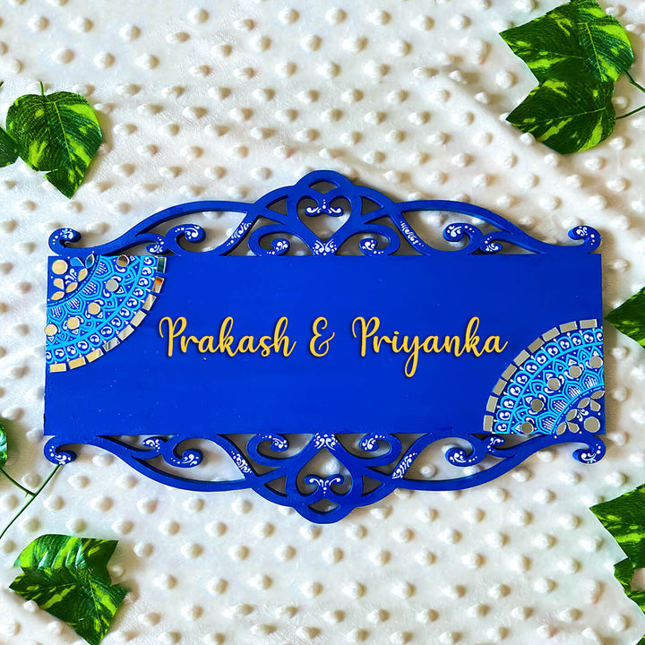Hand Painted Mandala Personalised Cutwork Name Plate 1 - Front View with Name Personalization