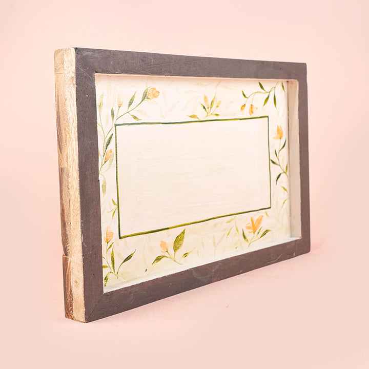 Hand Painted Watercolor Floral Name Plate - Side Angle Showing Frame Depth
