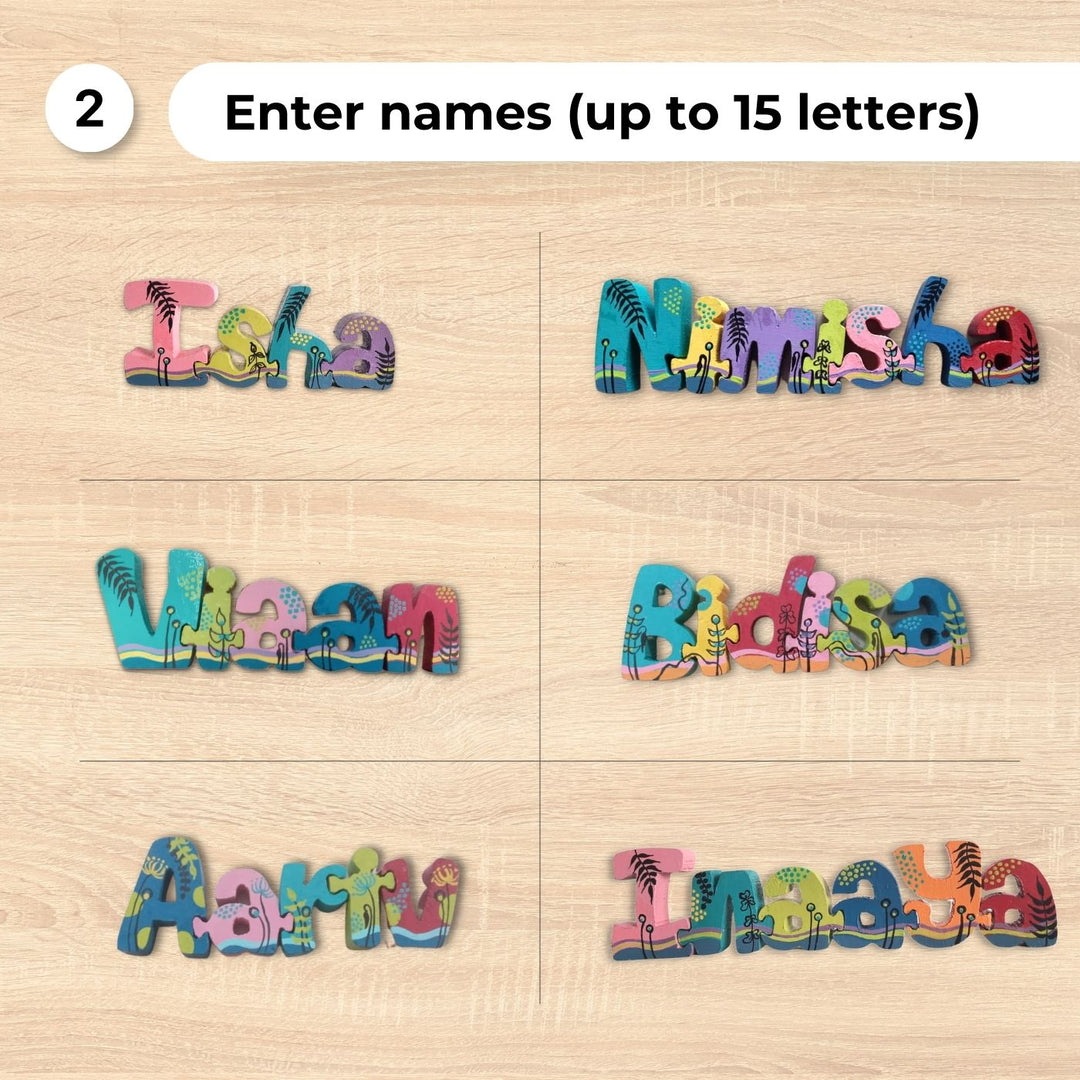 Hand Painted Interlockable Avengers Themed Wooden Self Standing Name Plate - Name Personalization Example Displayed Flat