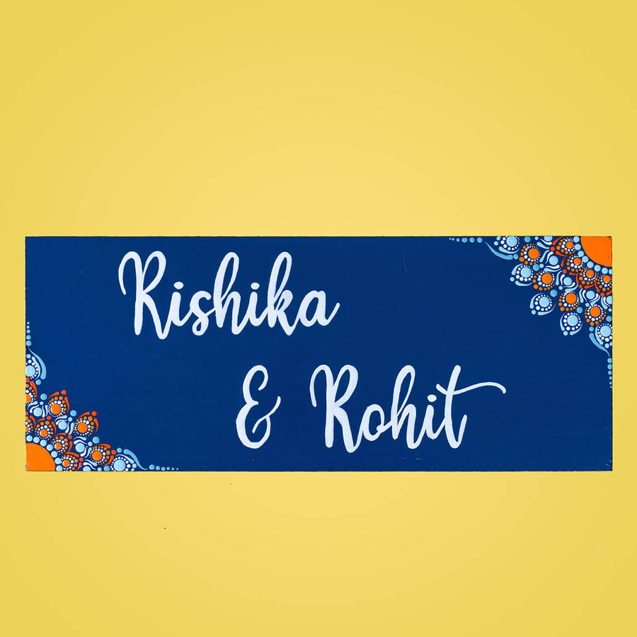 Small Dot Art Name Plate For Couples - Name Personalization Example Front View