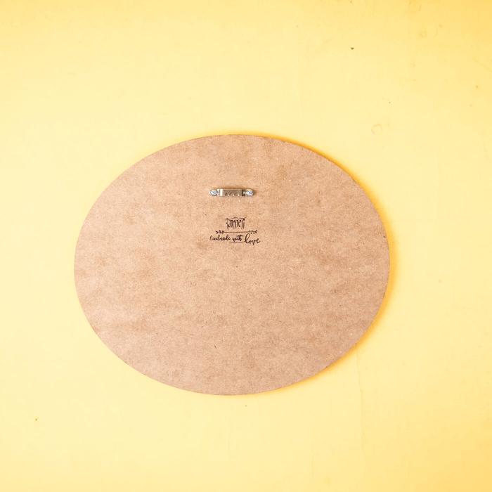 Oval Hand Painted Character Name Plate For Couples With Quirky Quote - Back View Showing Hanging Mechanism
