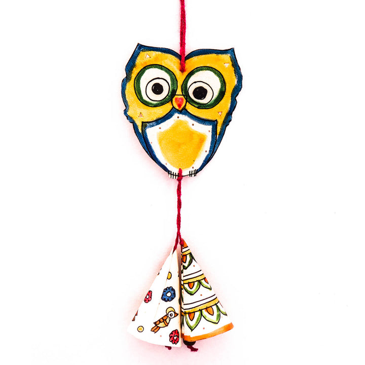 Hand-painted Owl with Tassels Tholu Puppet Hanging