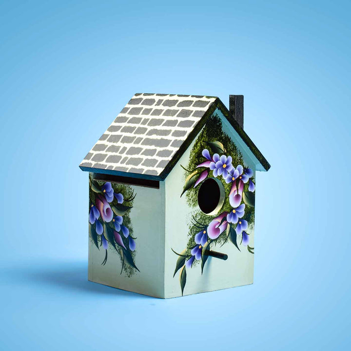 One Stroke Art Bird House - Pink & Purple