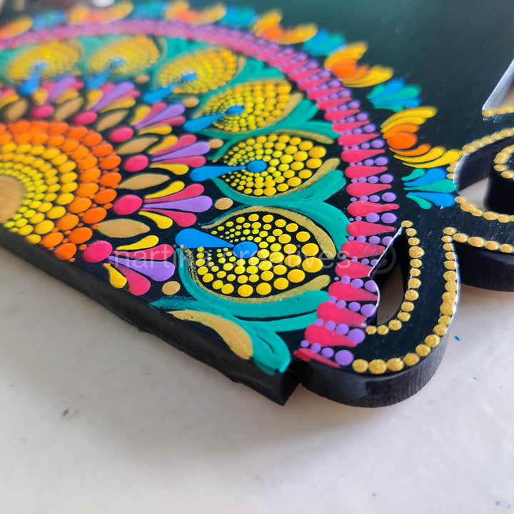 Rectangular Cutwork Name Plate With Dot Art - Close-up of Corner Detail