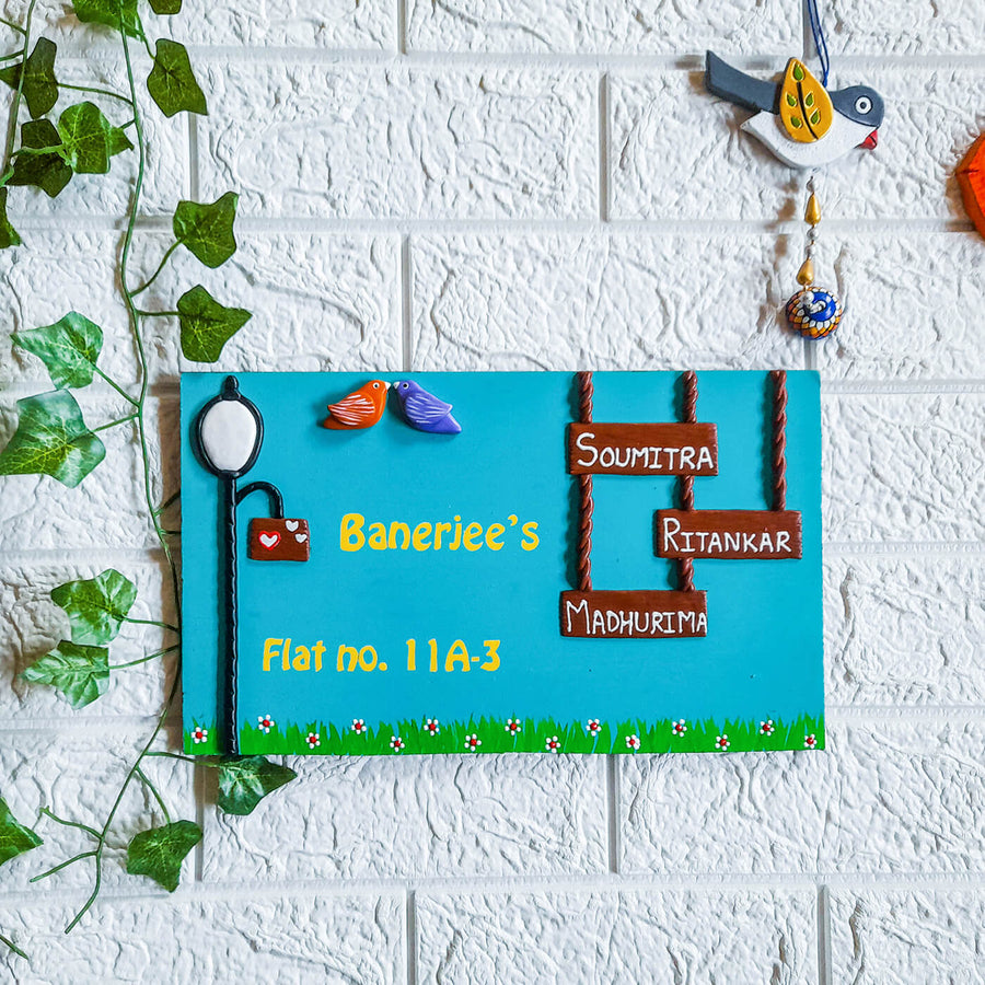 Handmade Simple Family Personalised Name Plate - Mounted on Wall Showing Personalization