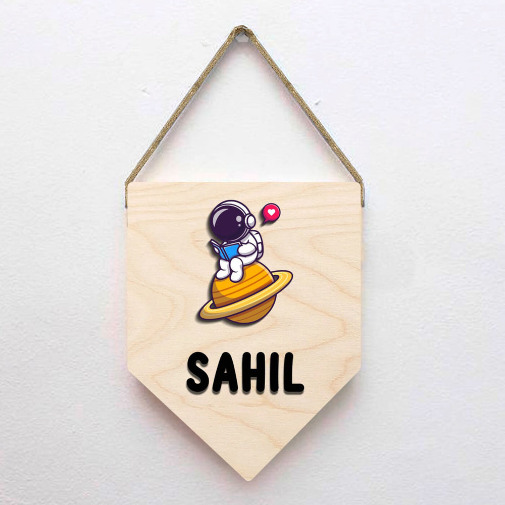 Kids Astronaut Themed 3D Name Plate - Hanging Display with Name Personalization