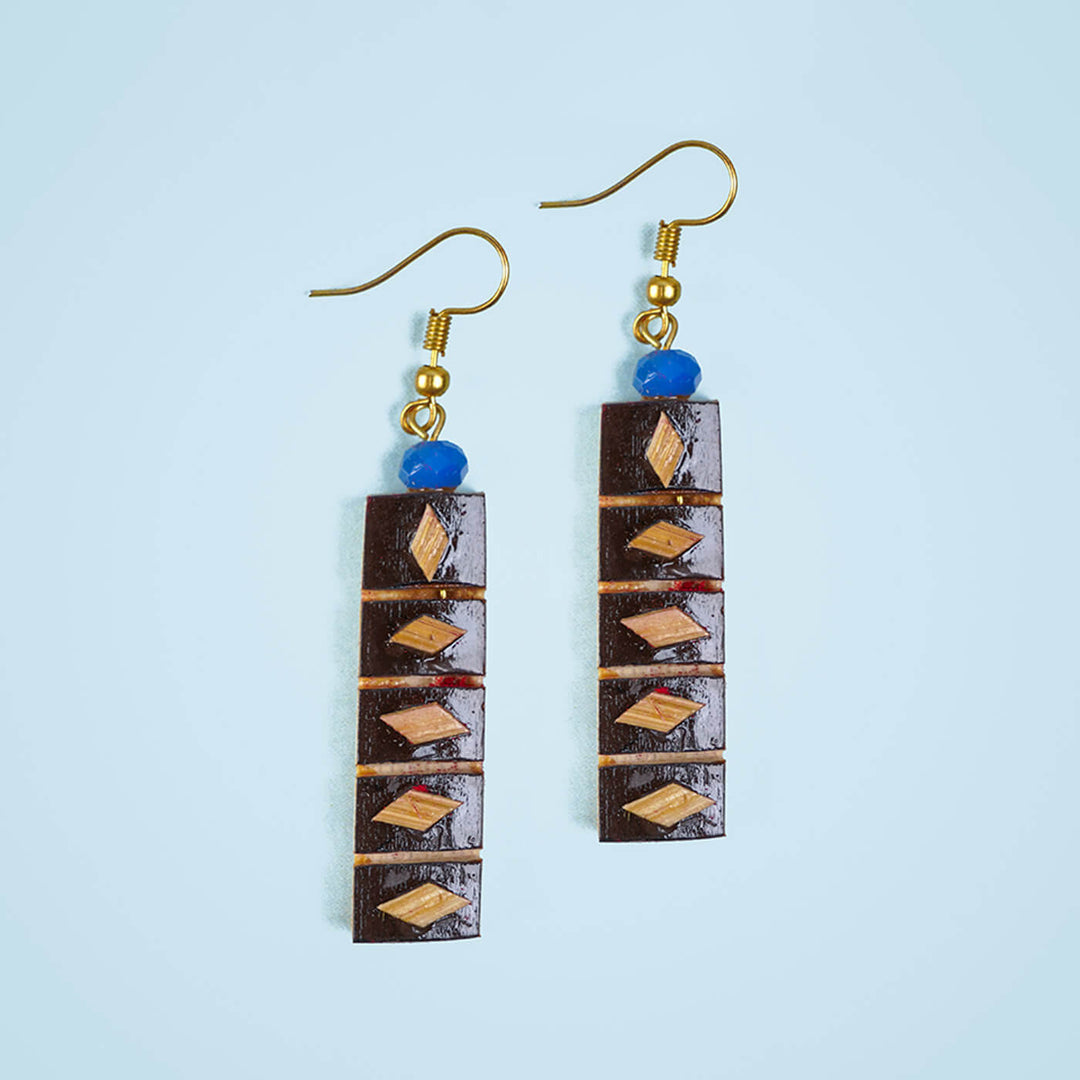 5-Blocked Handcrafted Bamboo Earrings