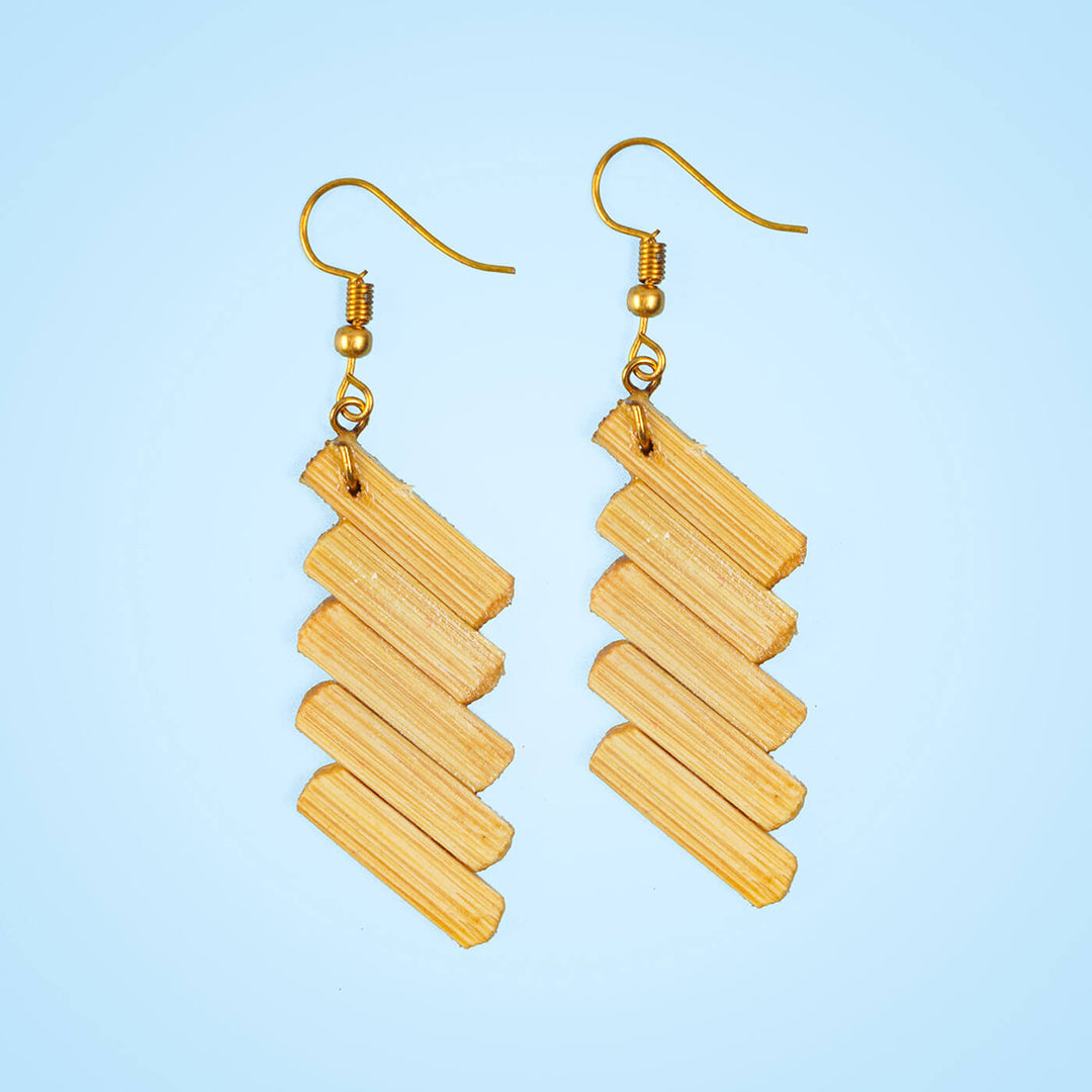 5-Striped Handcrafted Bamboo Earrings