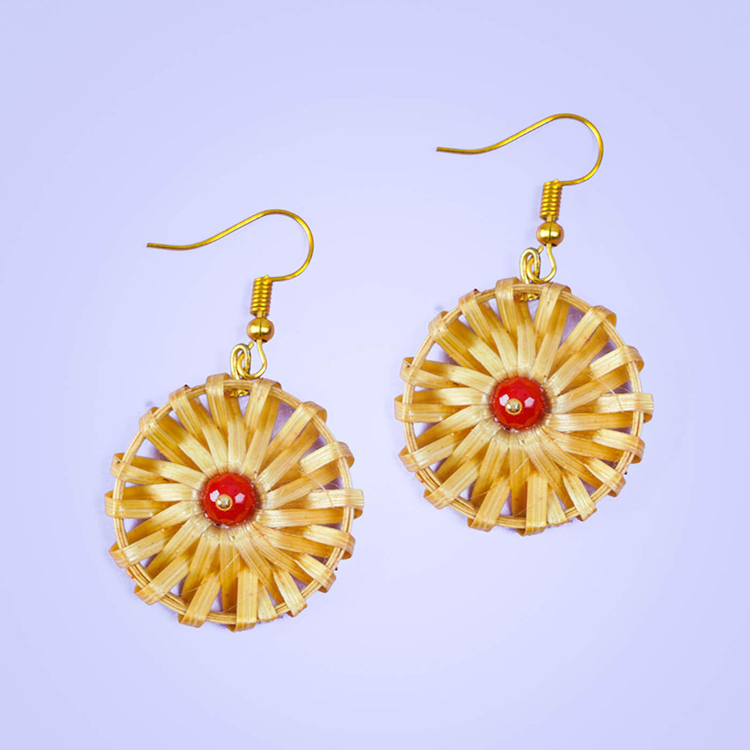 Round Handcrafted Bamboo Earrings