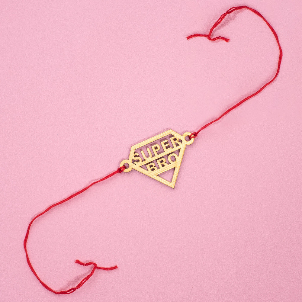 Super Bro Mdf Rakhi - Flat Lay Full View