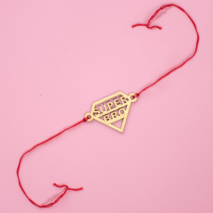 Super Bro Mdf Rakhi - Flat Lay Full View